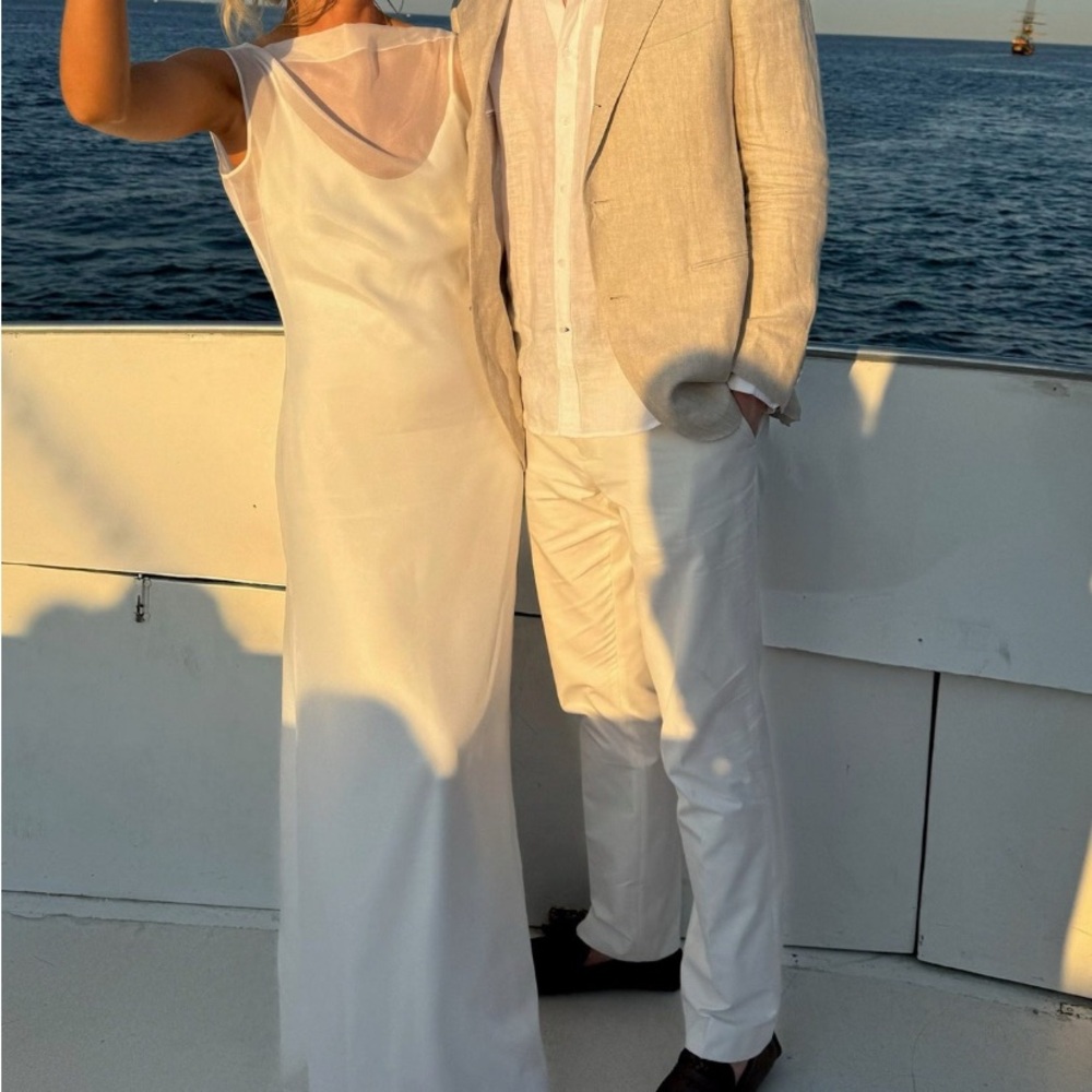 White silk dress